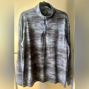 Bugatchi OooohCotton Tech Quarter Zip Pullover Navy Stretch Shirt XL